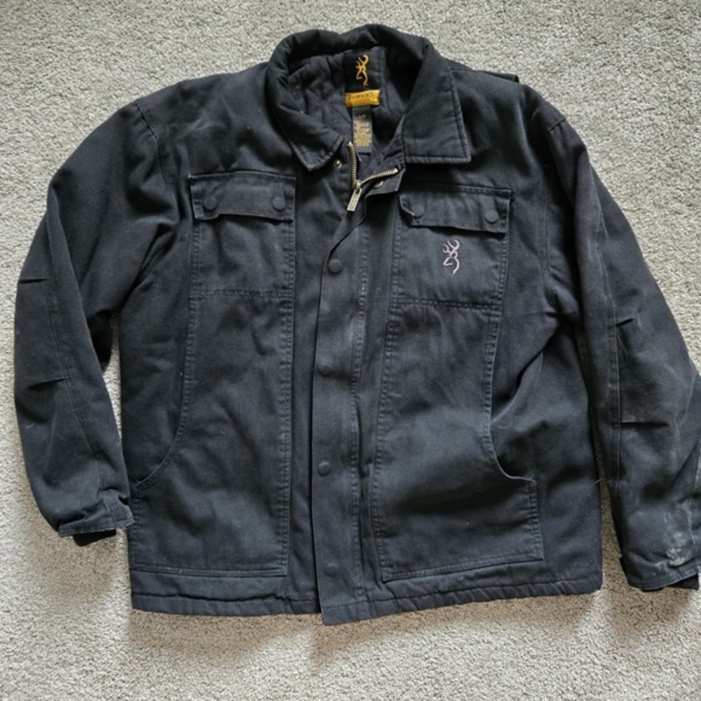 Browning Mens L/G Black Full Zip Hooded Jacket Embroidered Logo Blend Workwear